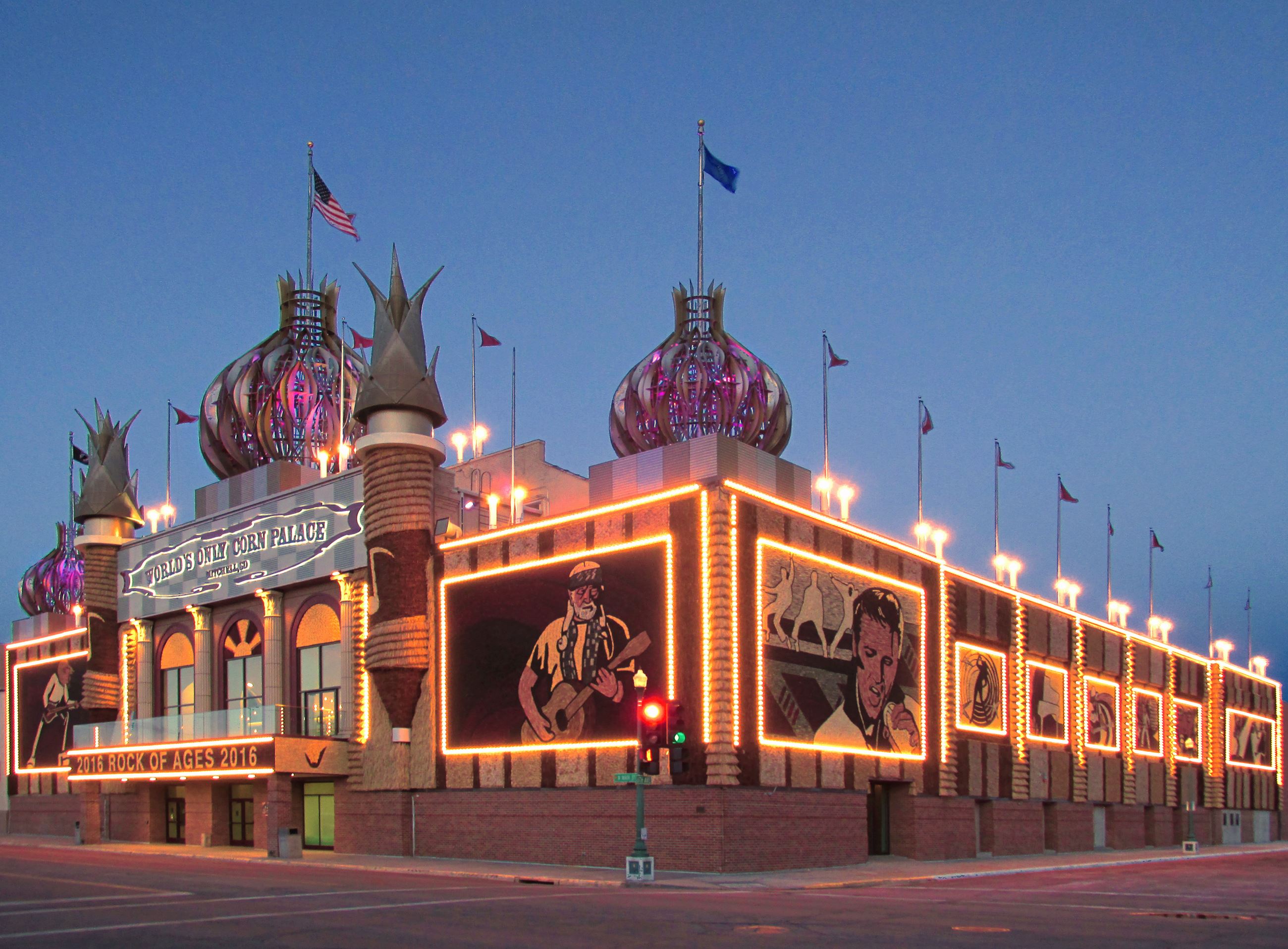 Corn Palace sunset magenta